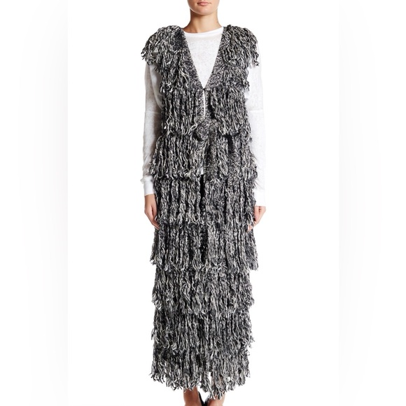 NWOT Alice + Olivia Yazmin Long Fringe Sweater Vest - Picture 3 of 4